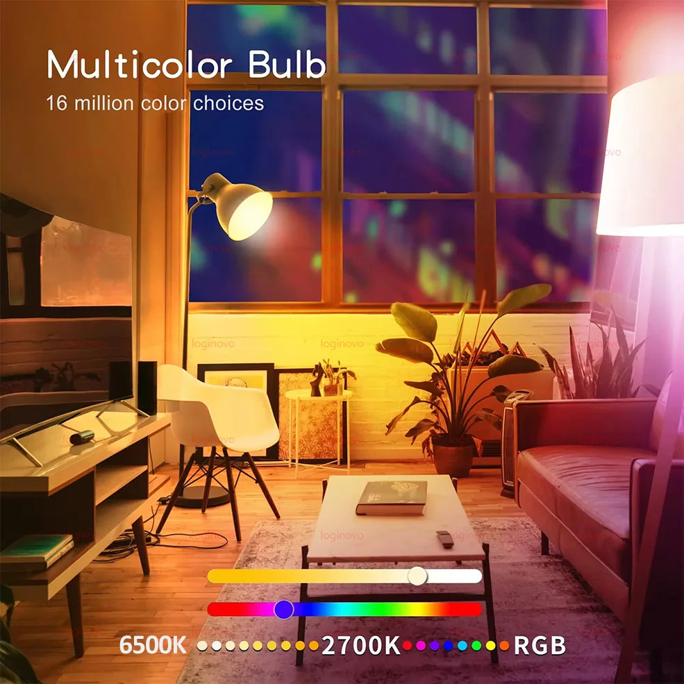 Lâmpada LED Inteligente - RGB, Wi-Fi, Bluetooth, Compatível com Alexa e Google Assistant Lâmpada LED Inteligente - RGB, Wi-Fi, Bluetooth, Compatível com Alexa e Google Assistant